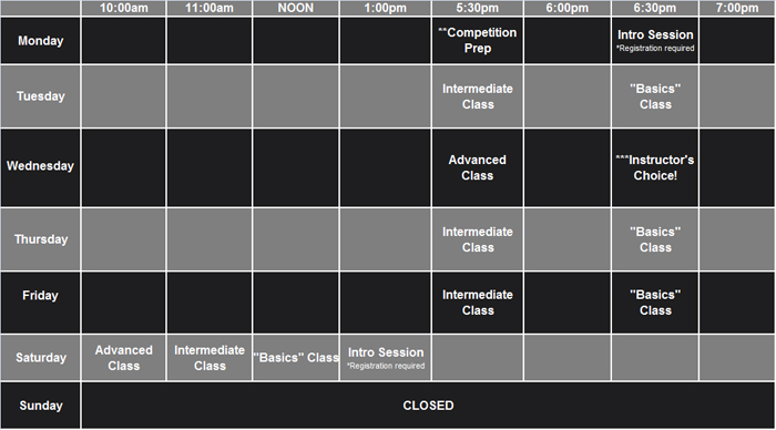 Wolfpack Boxing Club Class Schedule